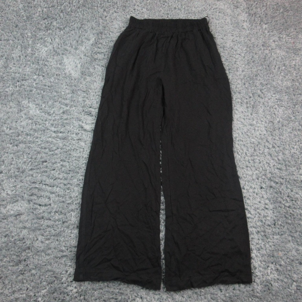 Frane Sorriso Wide Leg Pants Womens 1 Black Viscose Pull On Elastic 28x31.5* NWT